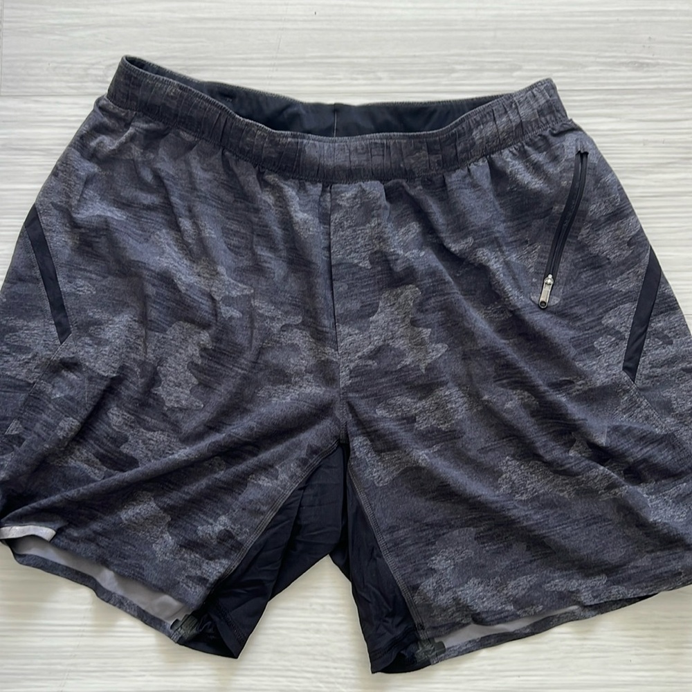 Lululemon grey camouflage gym shorts